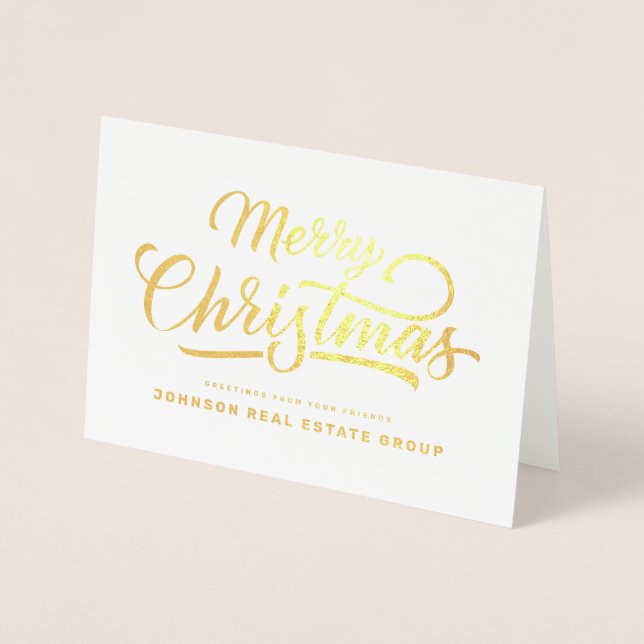 Modern Simple Typography Holiday Greetings Foil Card (Front)