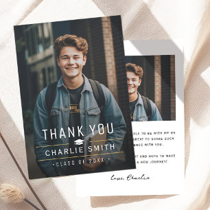 Modern Simple Typography Photo Graduation Thank You Card