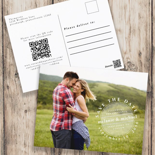 Modern Simple Typography Photo Minimalist Stamp Postcard (Creator Uploaded)