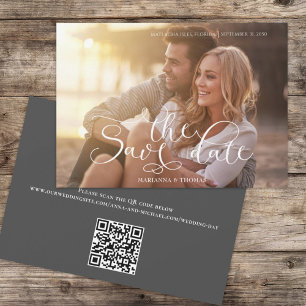 Modern Simple Typography Photo QR Code Website Save The Date
