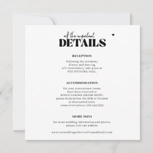 Modern simple typography wedding details square card