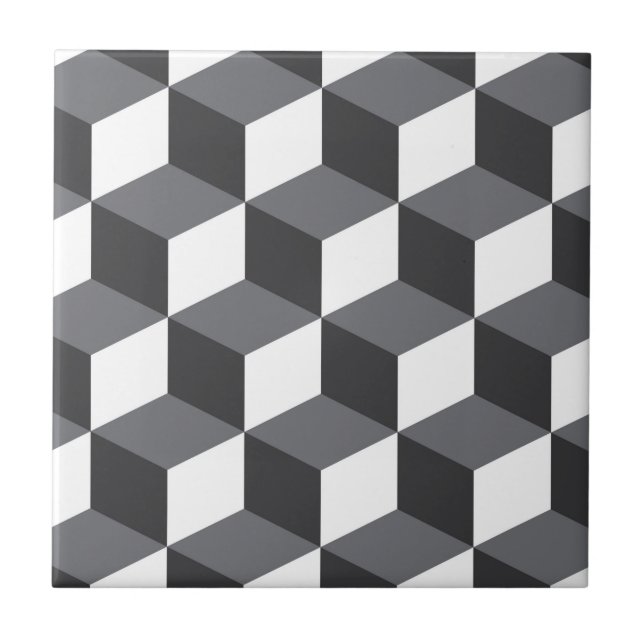 Modern, simple, urban architectural cubes pattern ceramic tile (Front)