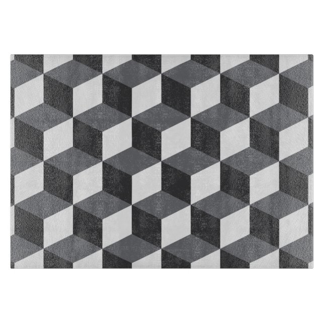 Modern, simple, urban architectural cubes pattern cutting board (Front)