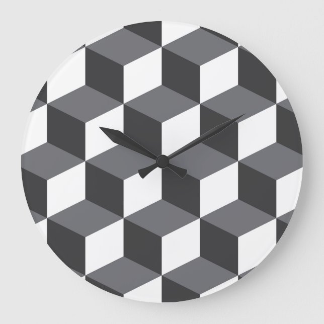 Modern, simple, urban architectural cubes pattern large clock (Front)