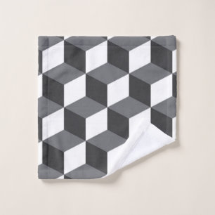Modern, simple, urban architectural cubes pattern wash cloth