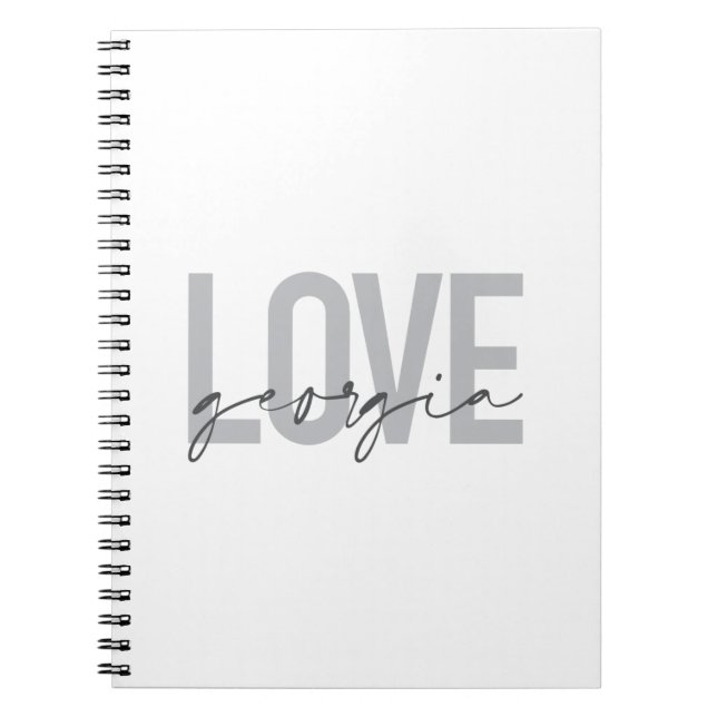 Modern, simple, urban, cool design Love Georgia Notebook (Front)