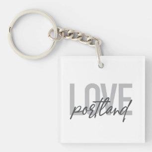 Modern, simple, urban, cool design Love Portland Key Ring