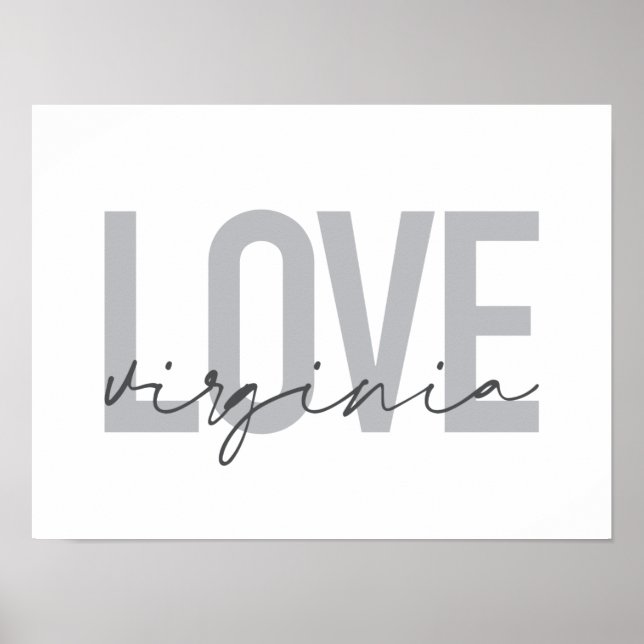 Modern, simple, urban, cool design Love Virginia Poster (Front)