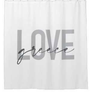 Modern, simple, urban, cool design of Love Greece Shower Curtain