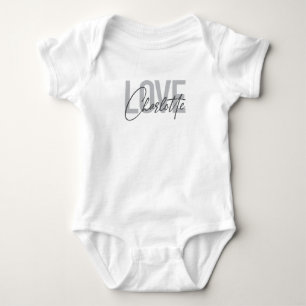 Modern, simple, urban, cool Love Charlotte Baby Bodysuit