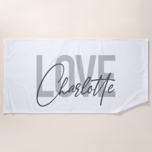 Modern, simple, urban, cool Love Charlotte Beach Towel
