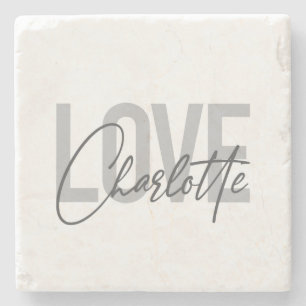 Modern, simple, urban, cool Love Charlotte Stone Coaster