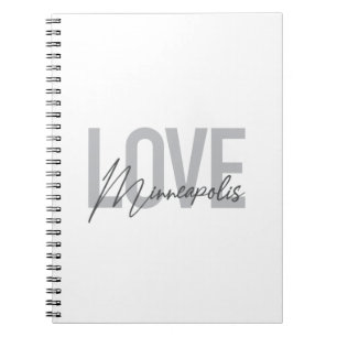 Modern, simple, urban, cool Love Minneapolis Notebook