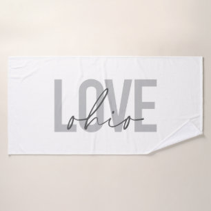 Modern, simple, urban cool trendy design Love Ohio Bath Towel