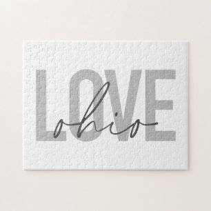 Modern, simple, urban cool trendy design Love Ohio Jigsaw Puzzle