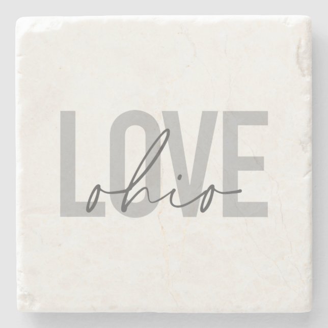 Modern, simple, urban cool trendy design Love Ohio Stone Coaster (Front)