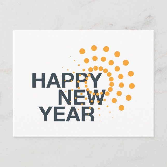 Modern, simple, urban design of "Happy New Year" Holiday Postcard (Front)