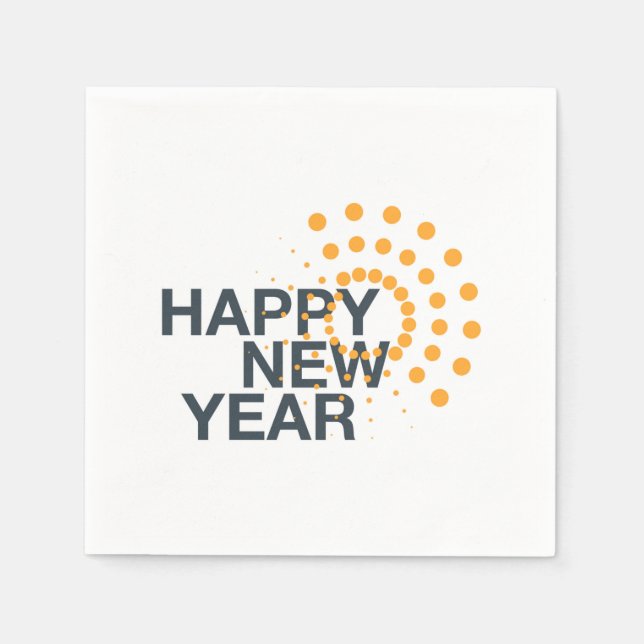 Modern, simple, urban design of "Happy New Year" Napkin (Front)
