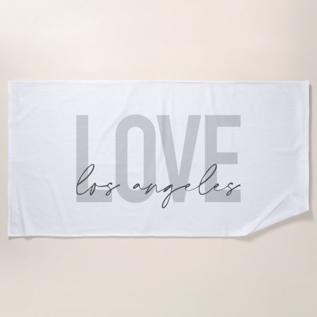 Modern, simple, urban design of Love Los Angeles Beach Towel (Front)