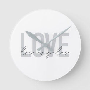 Modern, simple, urban design of Love Los Angeles Round Clock