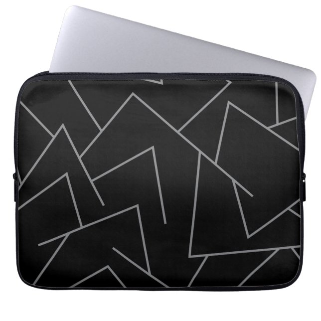 Modern, simple urban, dynamic graphic line pattern laptop sleeve (Front)
