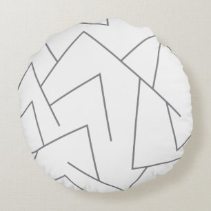 Modern, simple urban, dynamic graphic line pattern round cushion