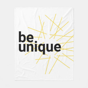 Modern, simple urban graphic design of "Be Unique" Fleece Blanket
