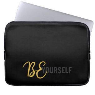 Modern, simple, urban graphic of Be Yourself Laptop Sleeve