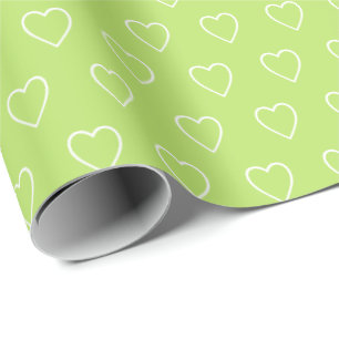 Modern Simple Valentine Hearts Pattern Green Wrapping Paper