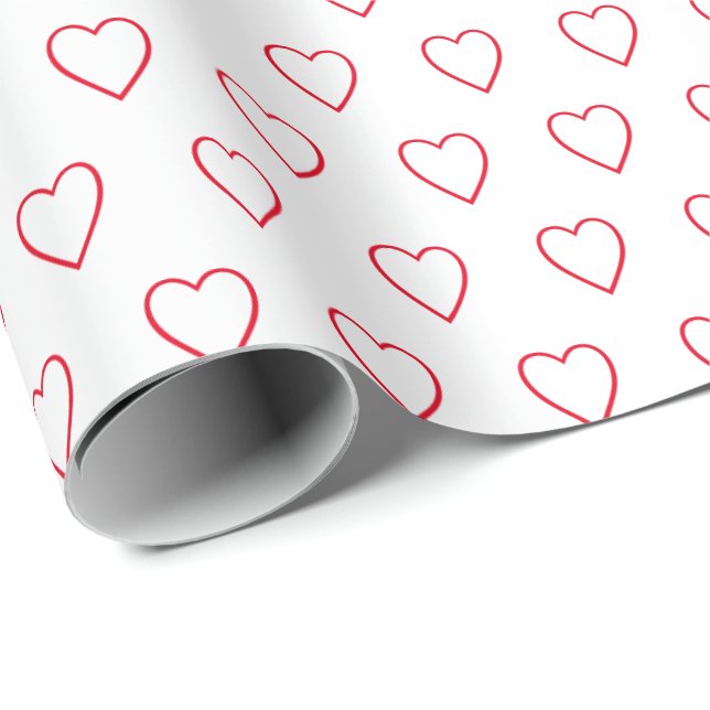 Modern Simple Valentine Red Hearts Pattern Wrapping Paper (Roll Corner)