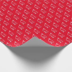 Modern Simple Valentine Two Red Hearts Pattern Wrapping Paper