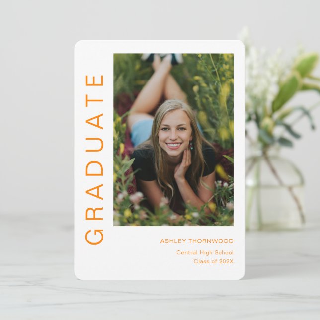 Modern Simple Vertical Photo Graduation Invitation (Standing Front)