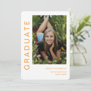 Modern Simple Vertical Photo Graduation Invitation
