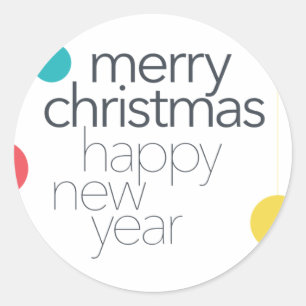 Modern, simple, vibrant, fun "Merry Christmas" Classic Round Sticker