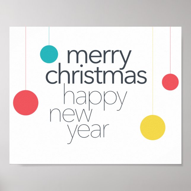 Modern, simple, vibrant, fun "Merry Christmas" Poster (Front)