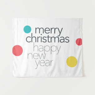 Modern, simple, vibrant, fun "Merry Christmas" Tapestry