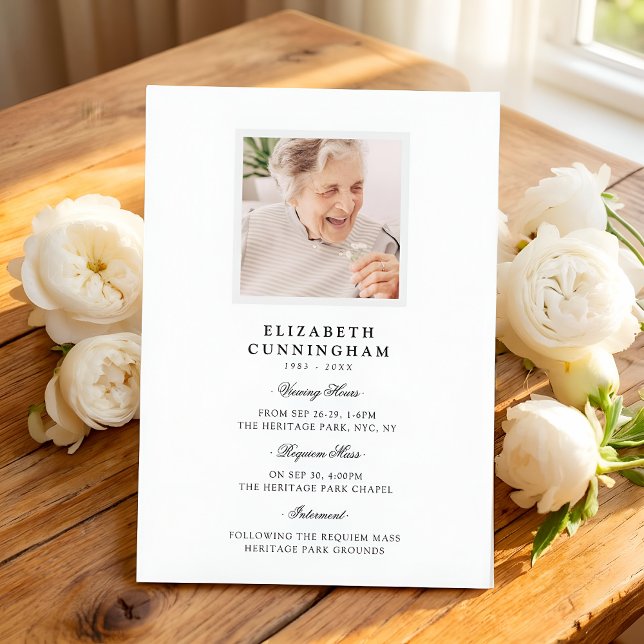 Modern Simple Viewing, Requiem, Interment Funeral Invitation (Creator Uploaded)