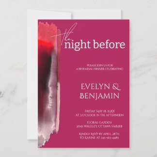 Modern, Simple Viva Magenta Rehearsal Dinner Invitation