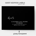 Modern simple wedding 24 guest address labels<br><div class="desc">Personalised simple minimal individual wedding guests' address black labels (24 recipients) for invitation mailings,  with trendy modern minimalist typography in formal classic black and white.       The size of one label is cca 4.2 x 1.7 inches for a 14 x 14 inches sheet (Extra-Large)</div>