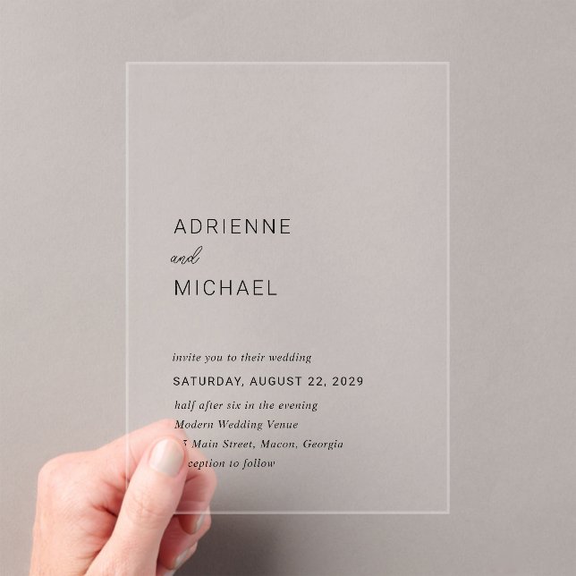 Modern Simple Wedding Acrylic Invitations (Insitu (Handheld))