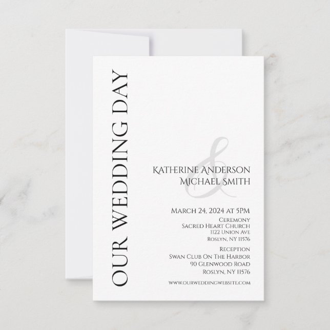 Modern Simple Wedding-Black and White Invitation (Front)