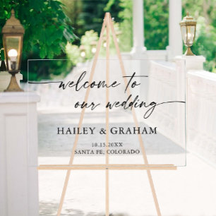 Modern Simple Wedding Elegant Calligraphy Welcome Acrylic Sign