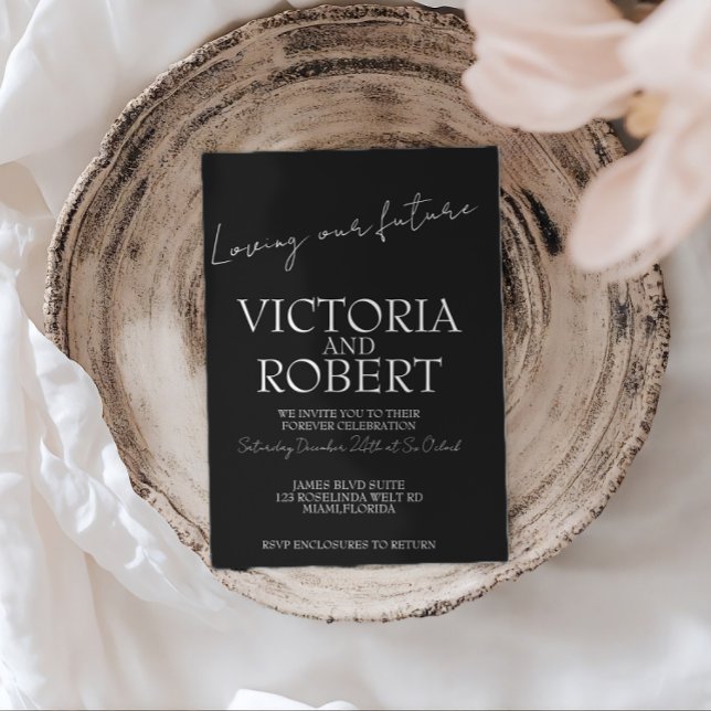 Modern Simple Wedding Engagement Black Quote Invitation (Creator Uploaded)