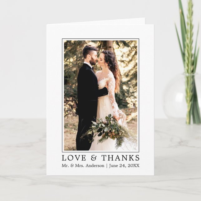 Modern Simple Wedding Love and Thanks Folded Thank You Card (Front)