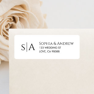 Modern Simple Wedding Minimalist Monogram Address Return Address Label