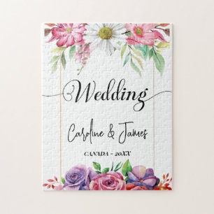 Modern Simple wedding Photo Jigsaw Puzzle