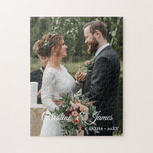 Modern Simple wedding Photo Jigsaw Puzzle