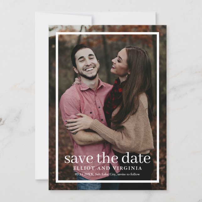 Modern Simple Wedding Photo Save The Date (Front)