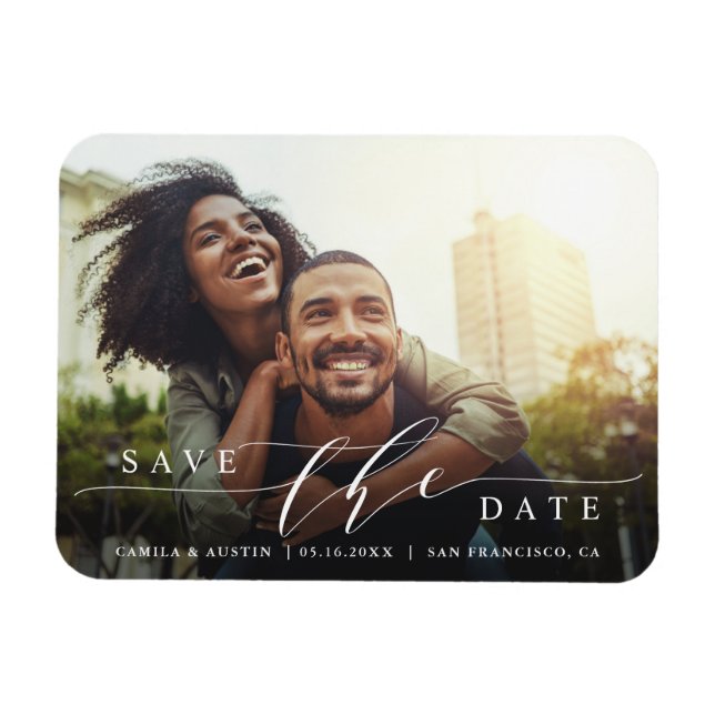 Modern & Simple Wedding Photo Save the Date Magnet (Horizontal)
