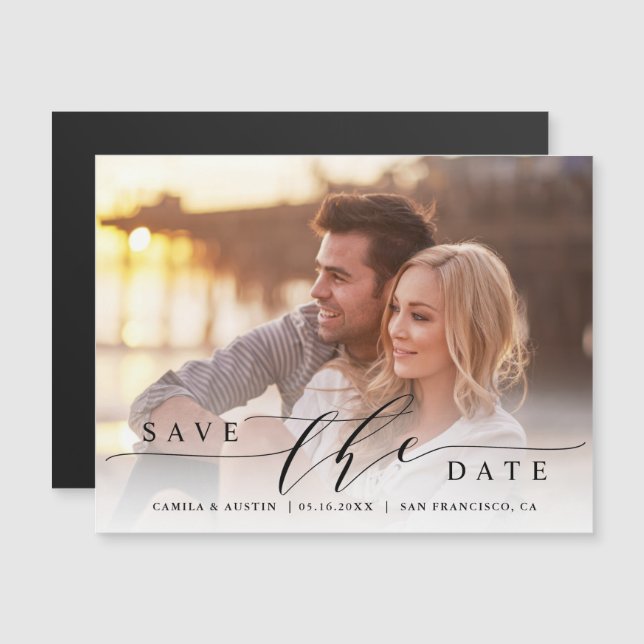 Modern & Simple Wedding Photo Save the Date  Magnetic Invitation (Front/Back)
